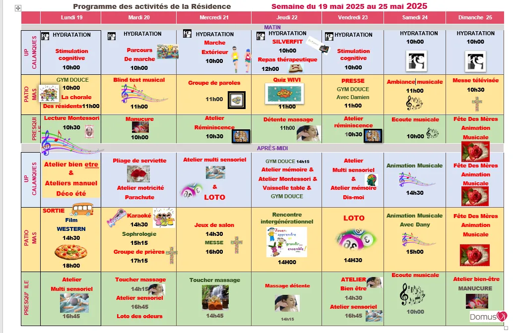 Programme de la semaine