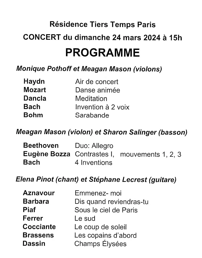 Un très beau programme !