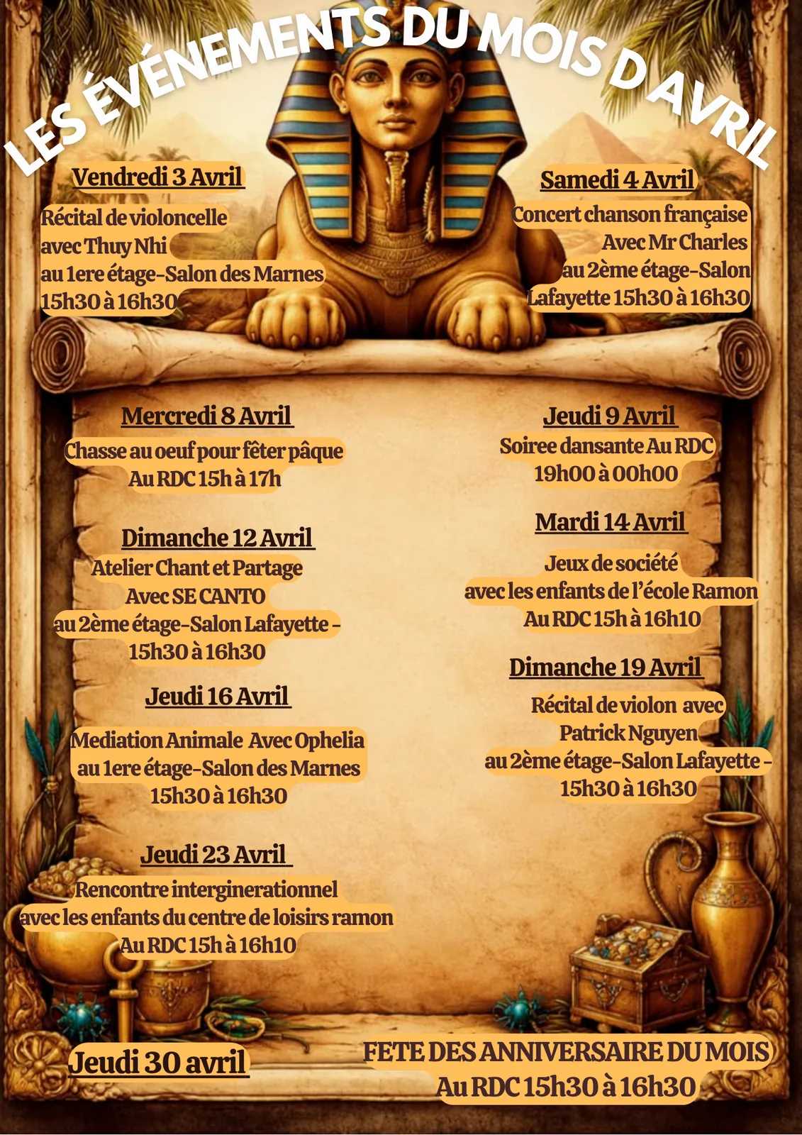 ?? Programme d’Animations – Avril
