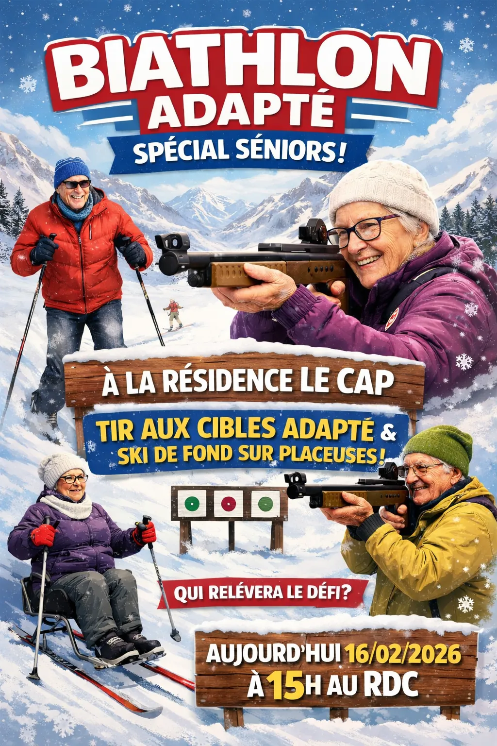Le biathlon s’invite à la résidence : sport adapté au rythme des Jeux Olympiques d’hiver