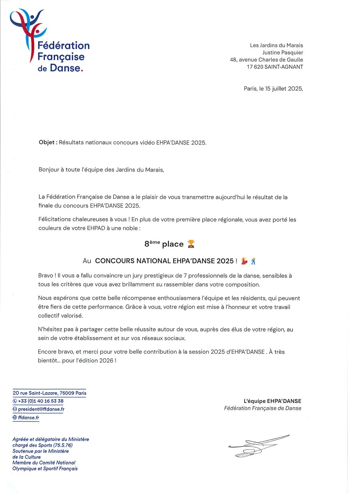 EHPA’DANSE 2025 – Nos résidents parmi les meilleurs de France ! 