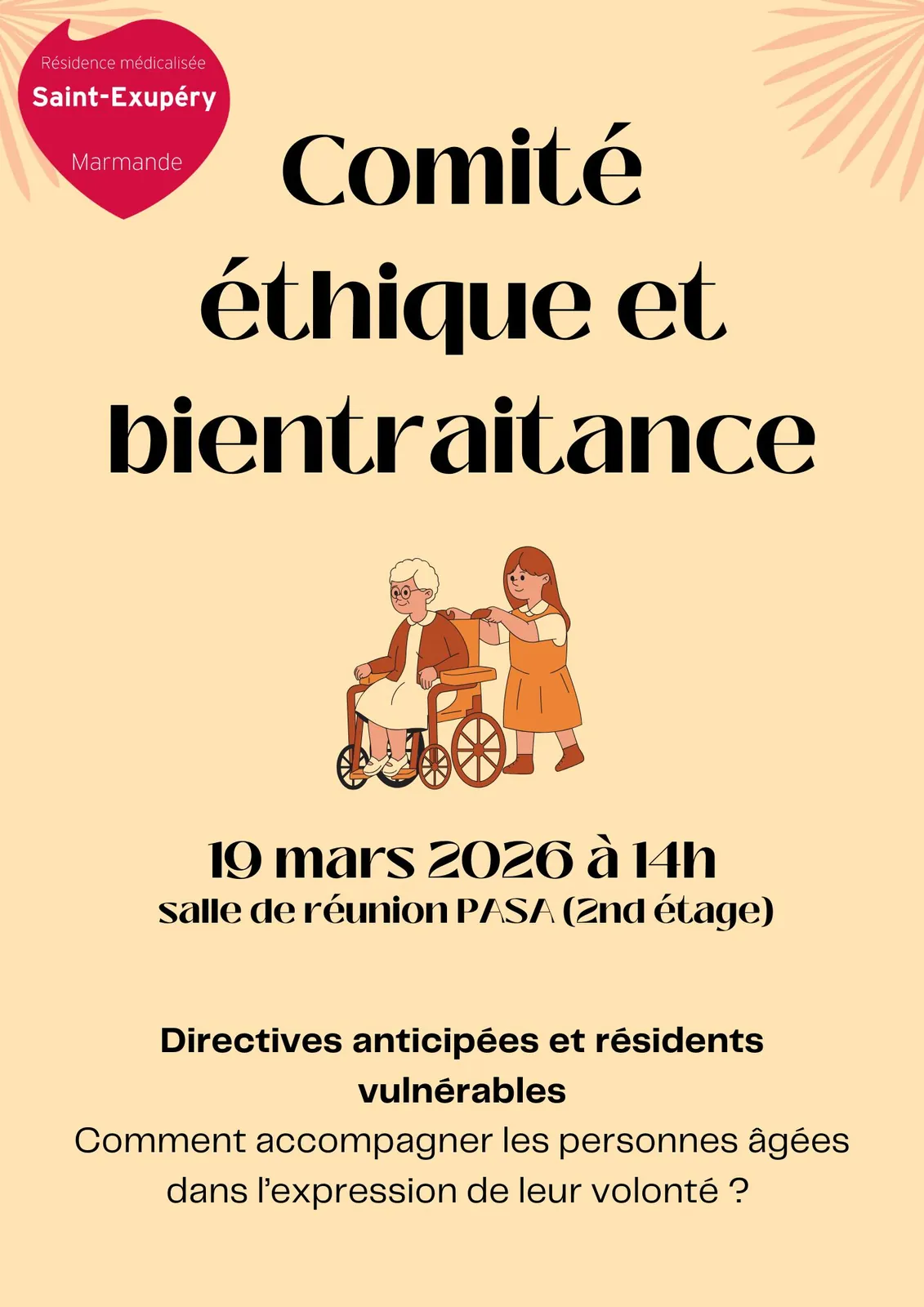 Comité éthique - L'Accompagnement des personnes âgées dans l'expression de leur volonté - 19 mars 2026 de 14h00 à 15h30