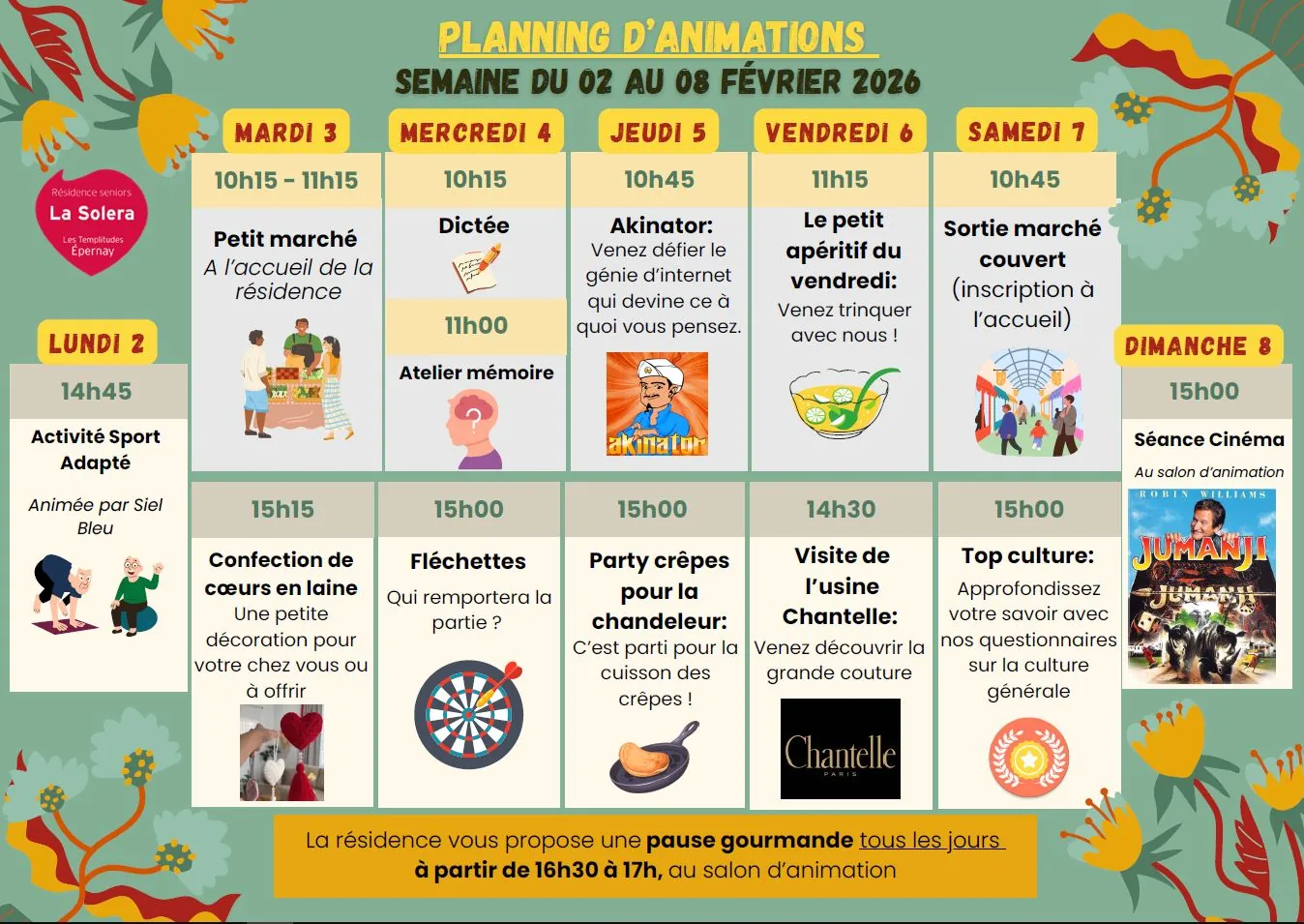 Planning du 02 au 08/02