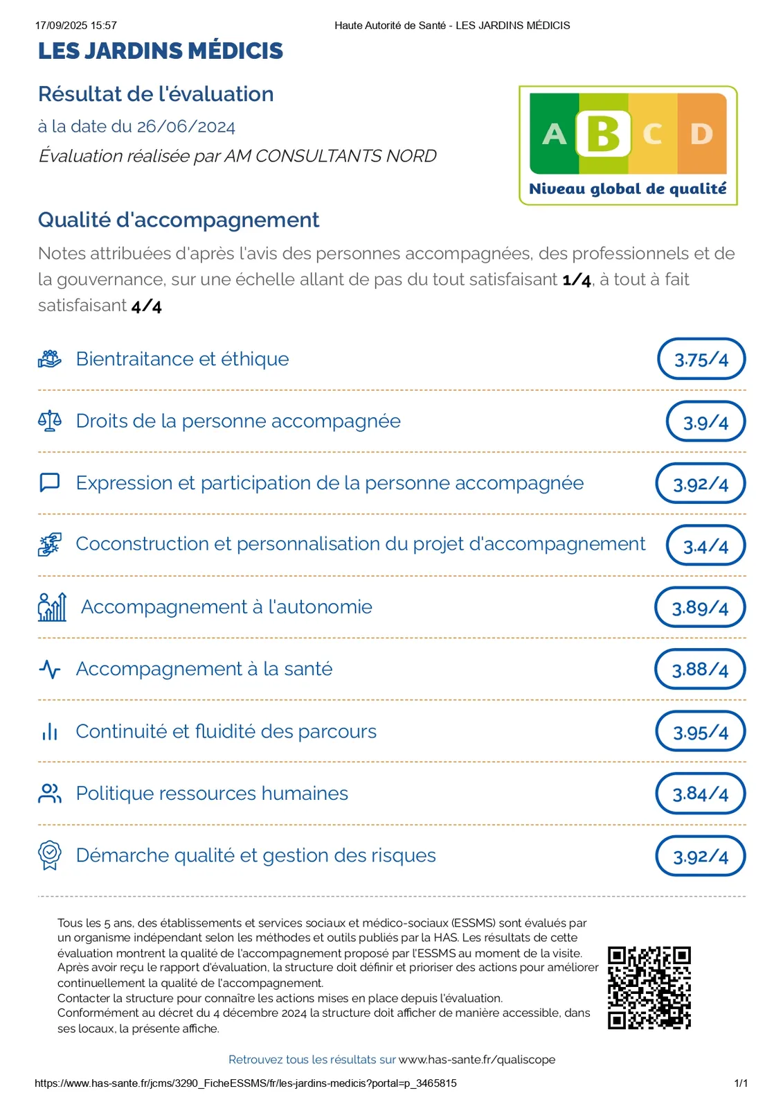 Évaluation externe de la résidence – Une étape constructive pour renforcer notre qualité