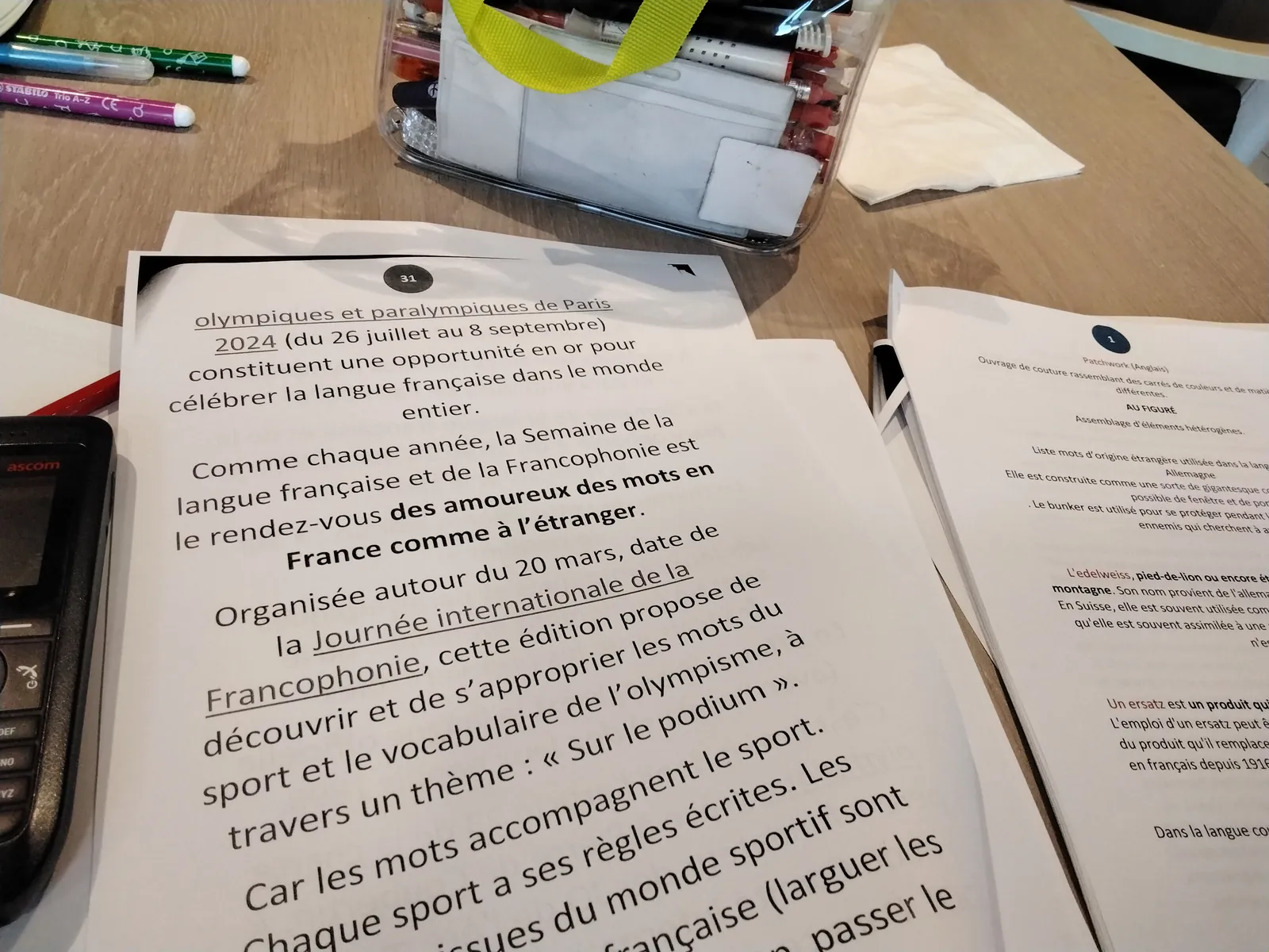 SEMAINE DE LA LANGUE FRANCAISE ET DE LA FRANCOPHONIE A L'EHPAD LES  JARDINS D'EPINAY
