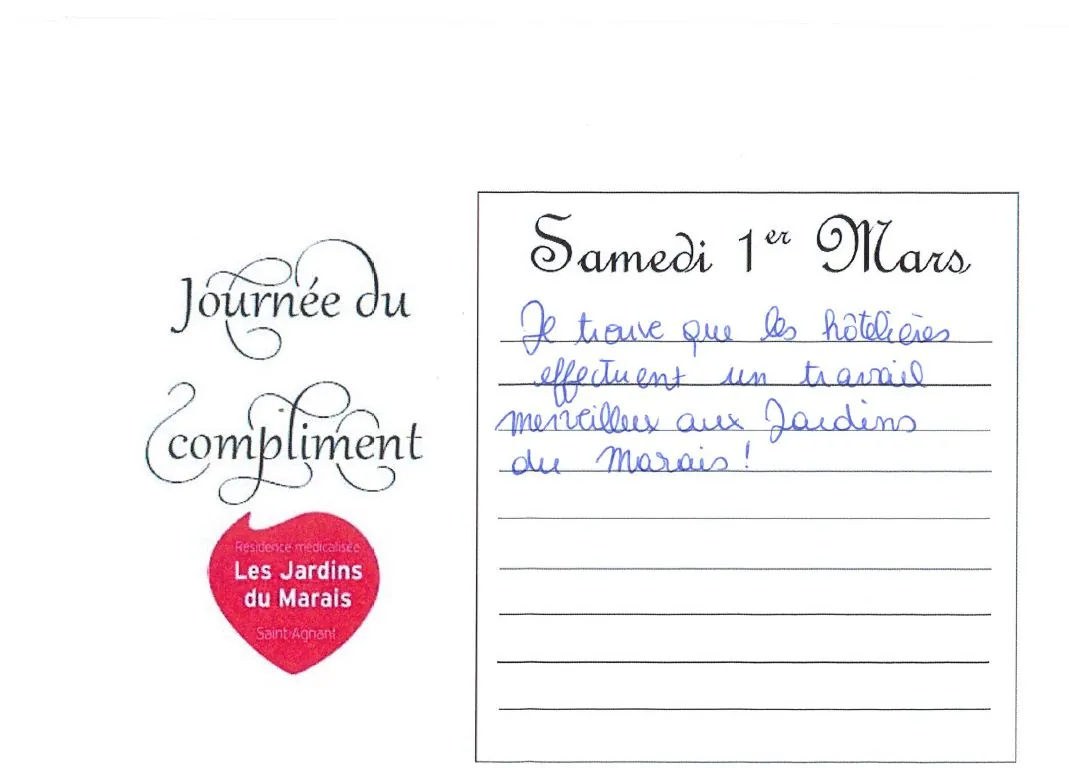 La Journée du Compliment aux Jardins du Marais !