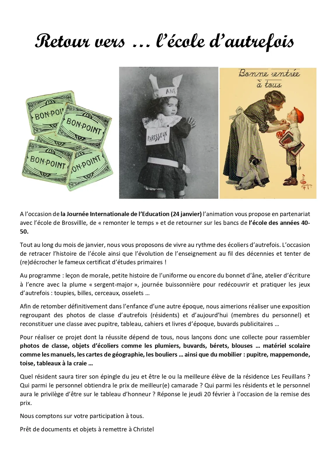 Retour vers ... l'école d'autrefois