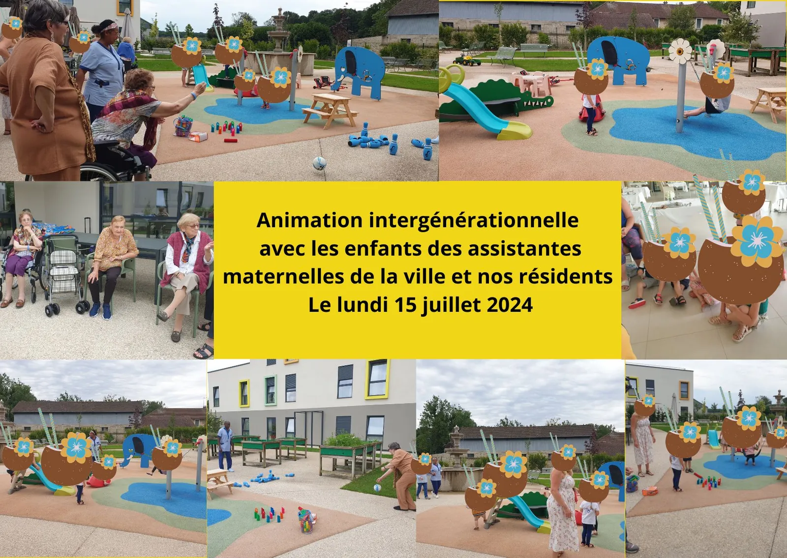 rencontre intergénérationnelle sur le thème de l'été et des jeux extérieurs  