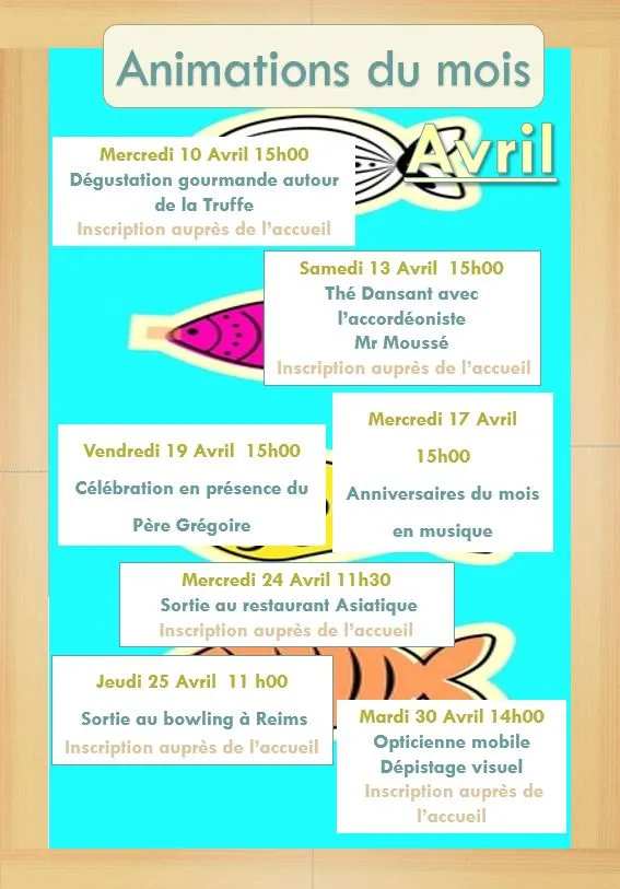 Evènements d'avril