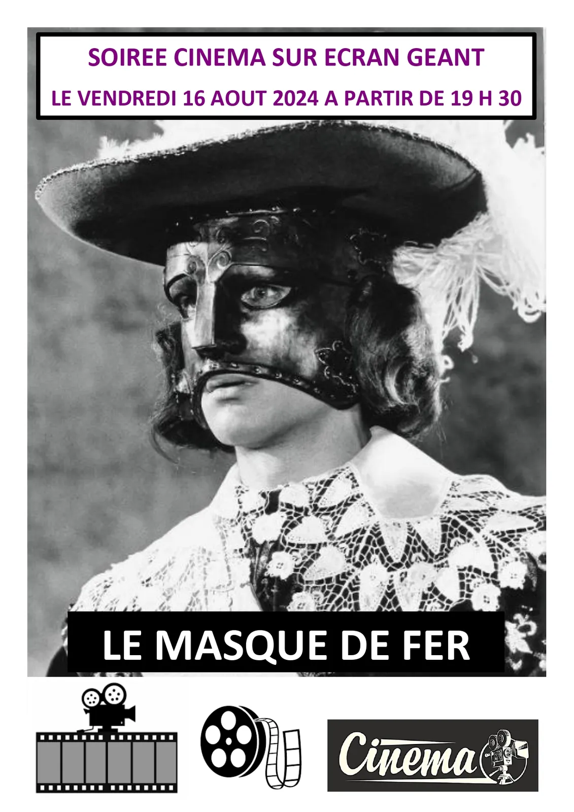 Le masque de fer sur écran géant 