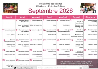Programme animation mois septembre 