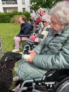 Une ferme pédagogique itinérante s’installe le temps d’un après-midi dans les jardins de la maison de retraite de Thiais.