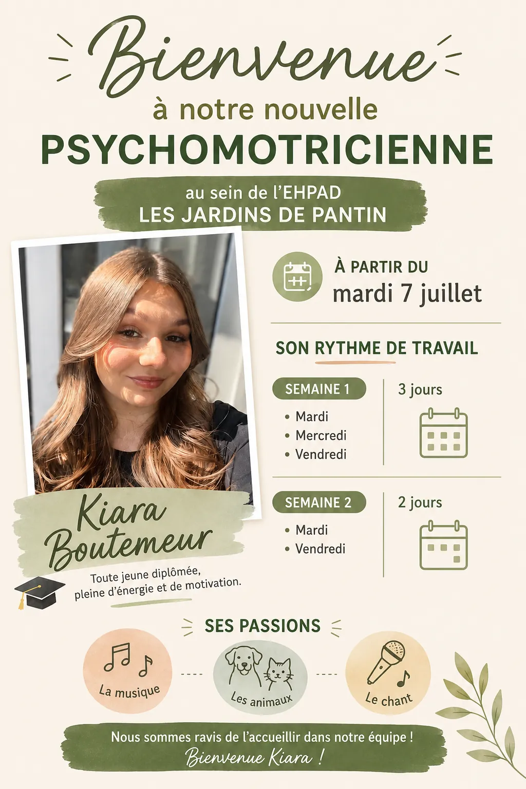 Bienvenue à Kiara, notre nouvelle psychomotricienne ! 
