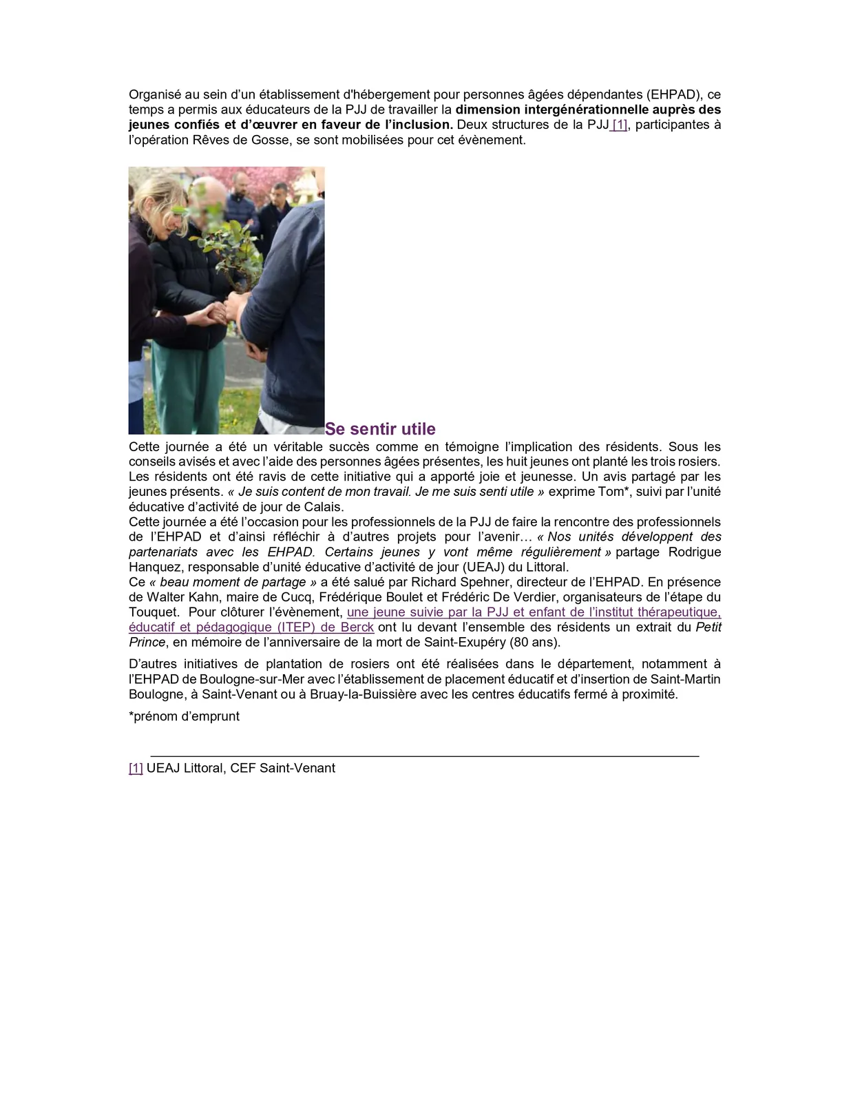 Un bel echange intergenartionelle