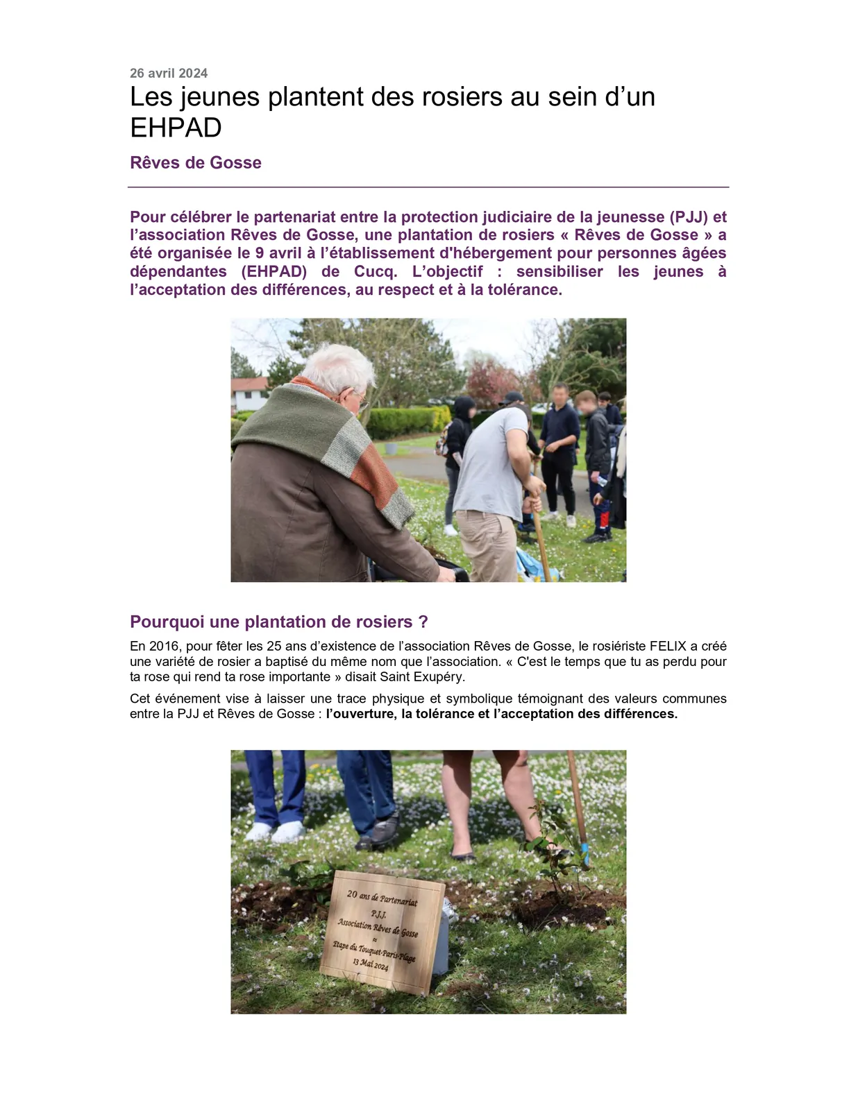 Un bel echange intergenartionelle