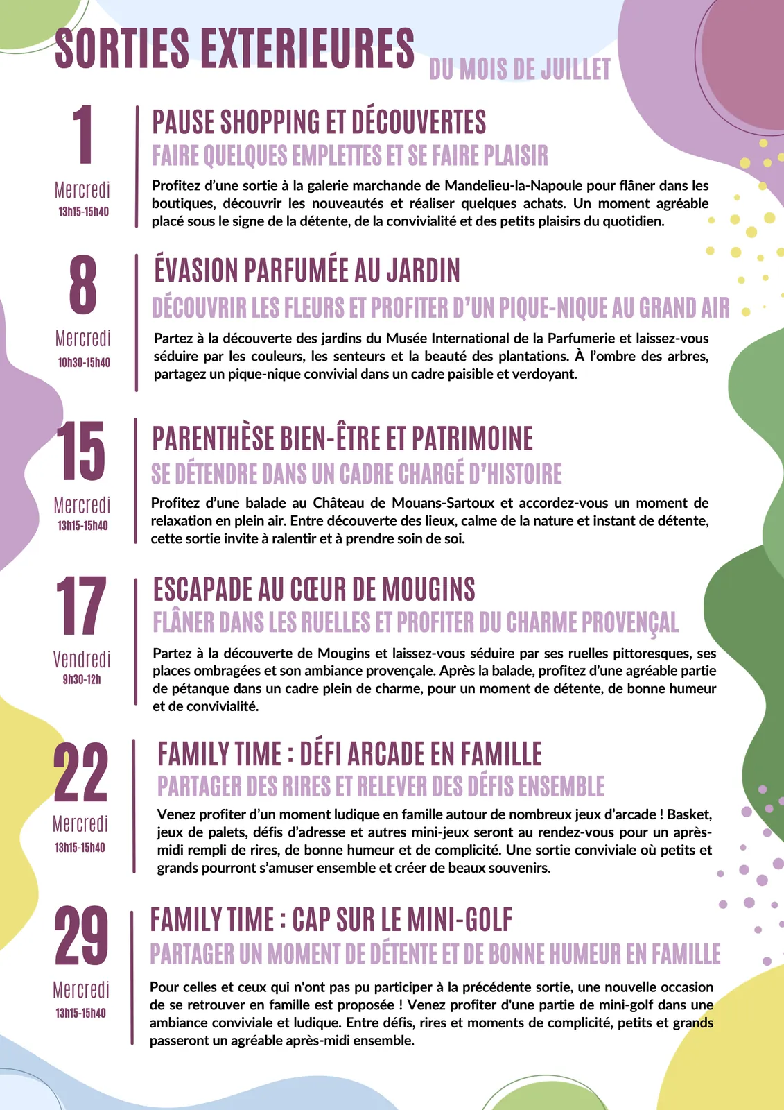 Découvrez notre programme du mois de juillet !