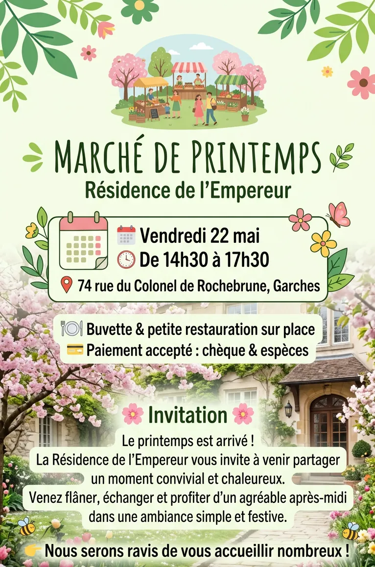 Invitation au marché de printemps – Résidence de l’Empereur
