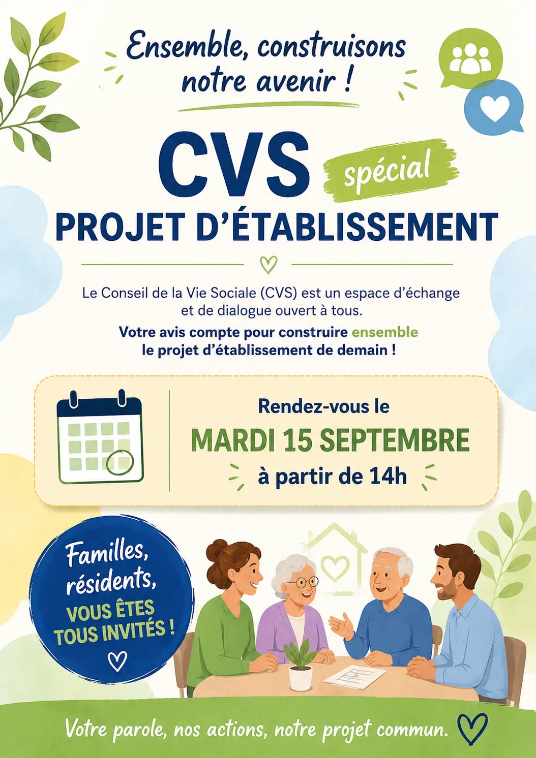 INVITATION AU CVS SPECIAL REACTUALISATION DU PROJET D'ETABLISSEMENT
