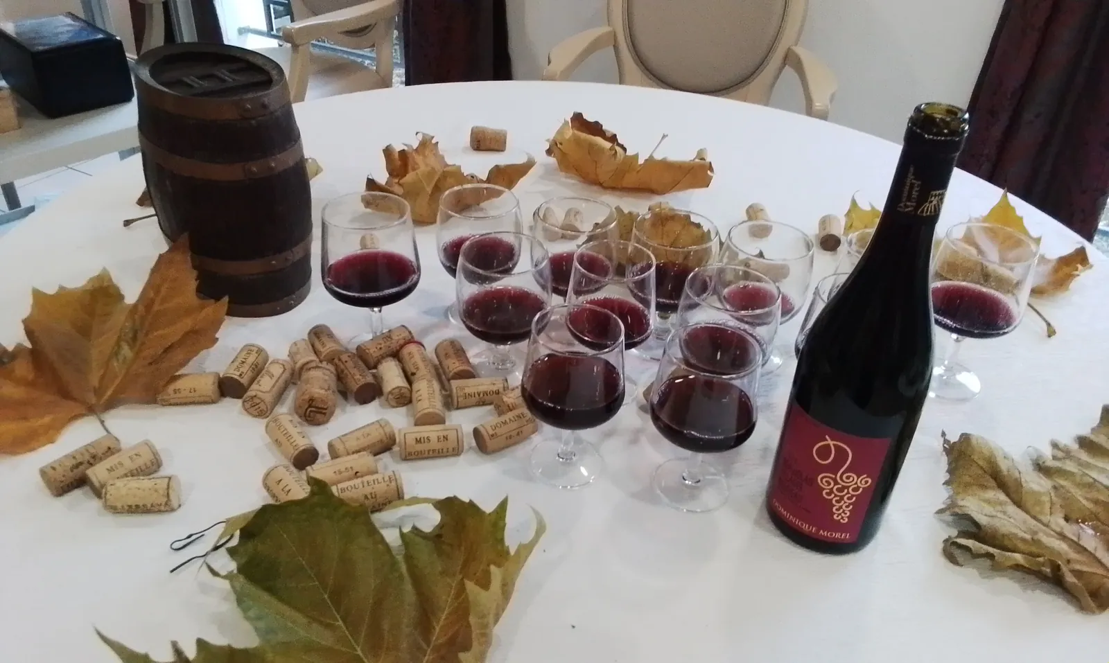 dégustations du beaujolais nouveau et d'un hareng grillé