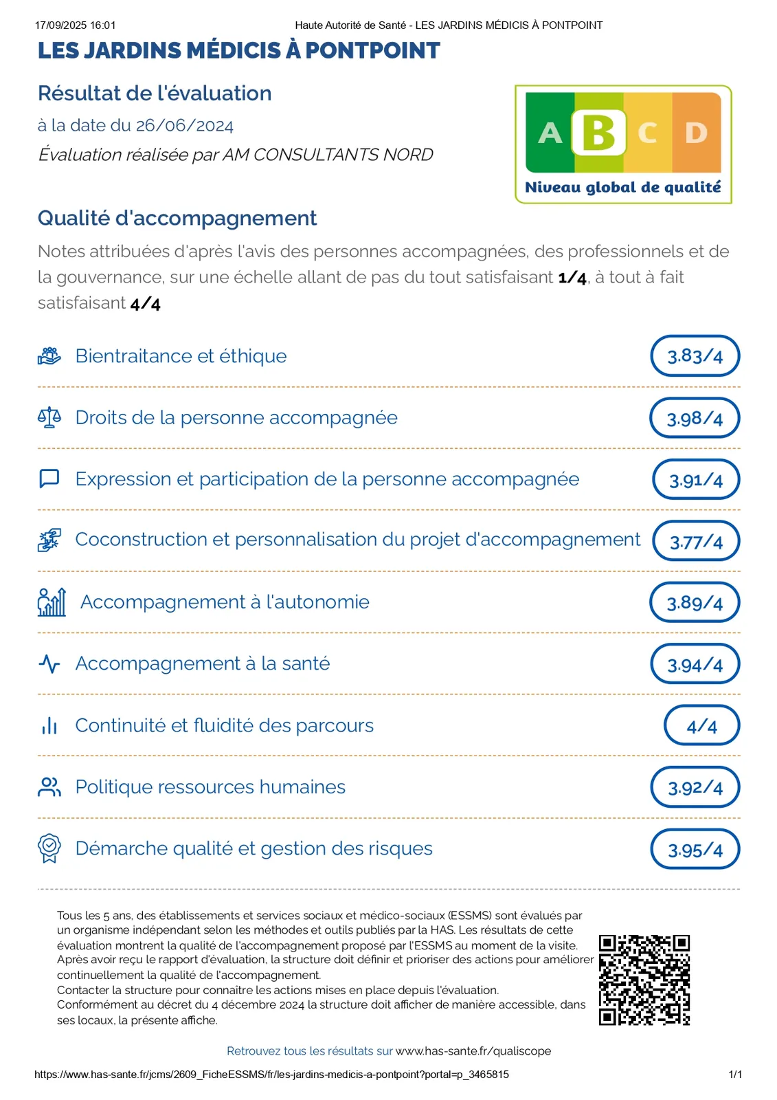 Résultats de l’évaluation externe – Une reconnaissance de notre engagement qualité
