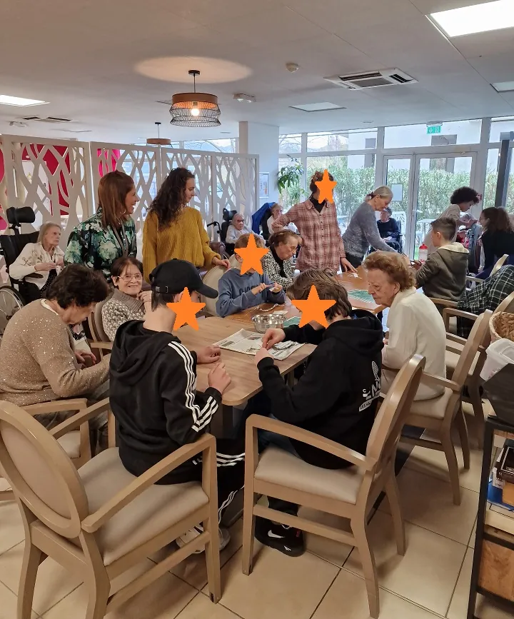 Rencontre intergénérationnelle à la maison de retraite les Vallières de Cagnes sur Mer 