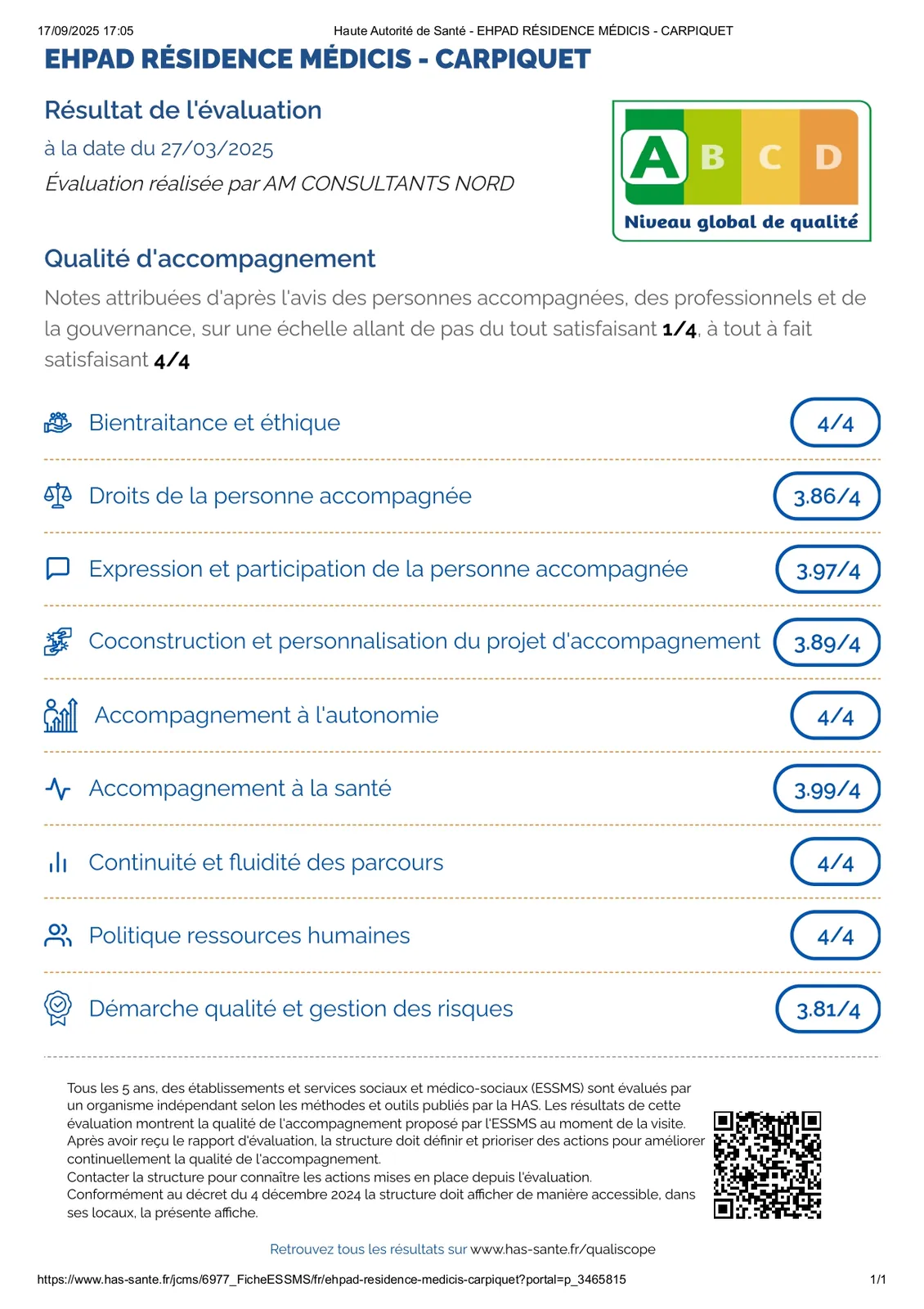 Résultats de l’évaluation externe – Une reconnaissance de notre engagement qualité