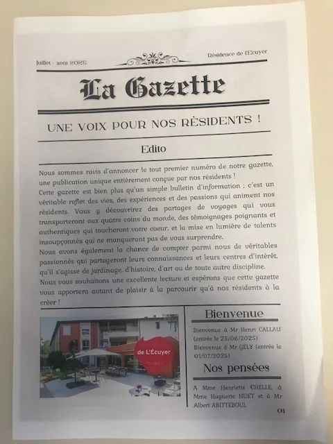 Naissance de la gazette écrite avec les résidents 