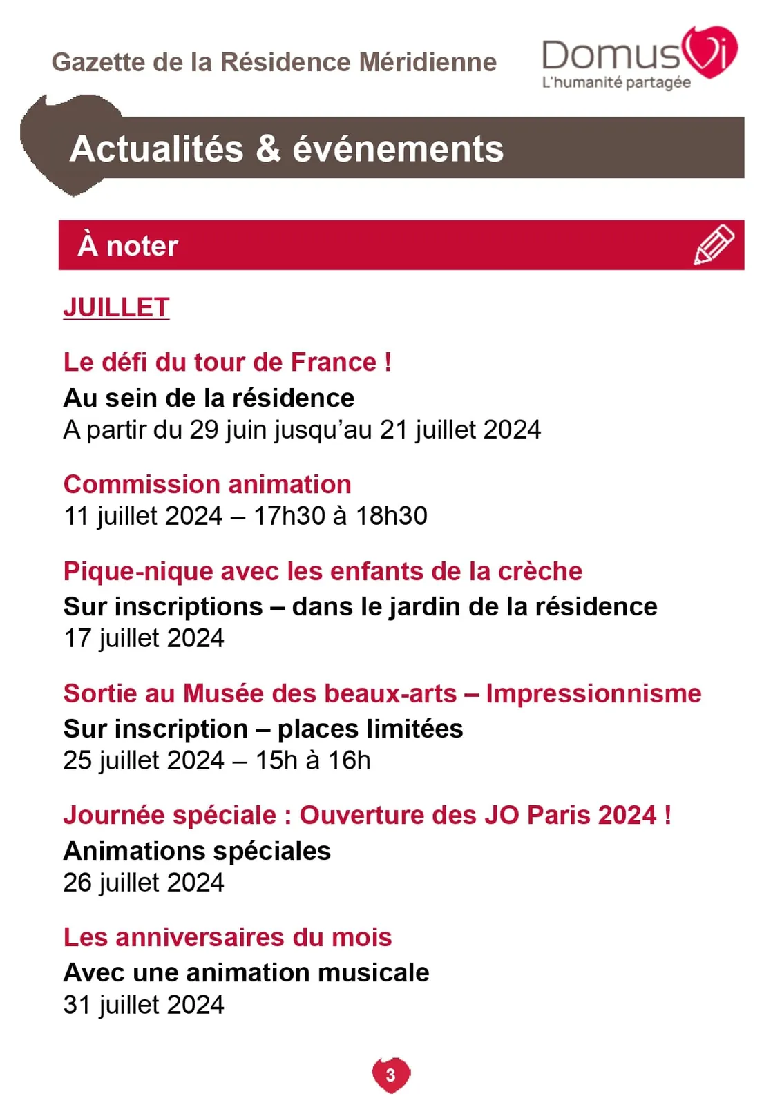 Gazette de la résidence !
