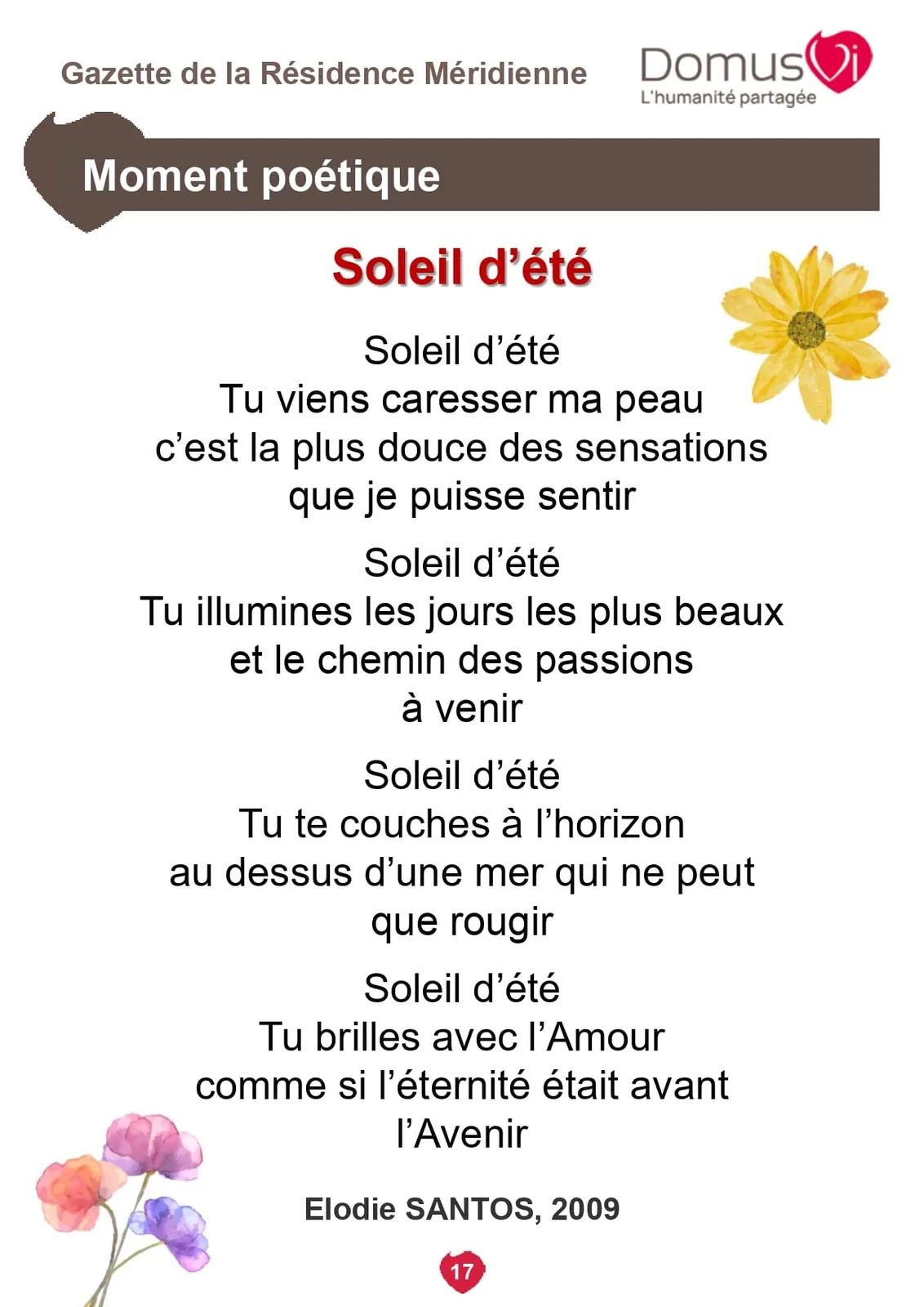 Gazette de la résidence !