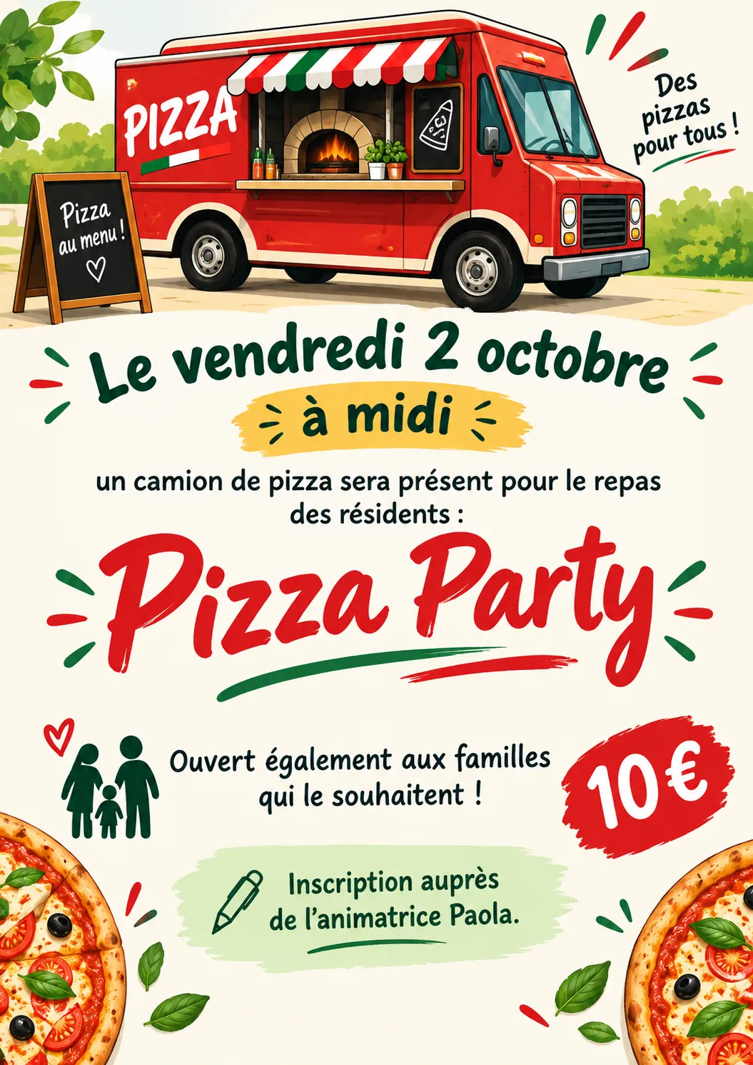  REPAS PIZZAS – VENDREDI 2 OCTOBRE À MIDI 