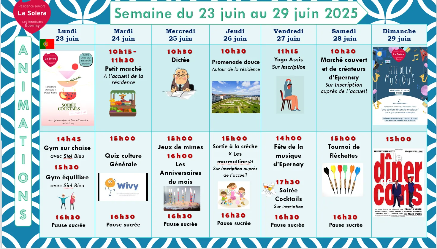 Planning des animations du 23 au 29/06