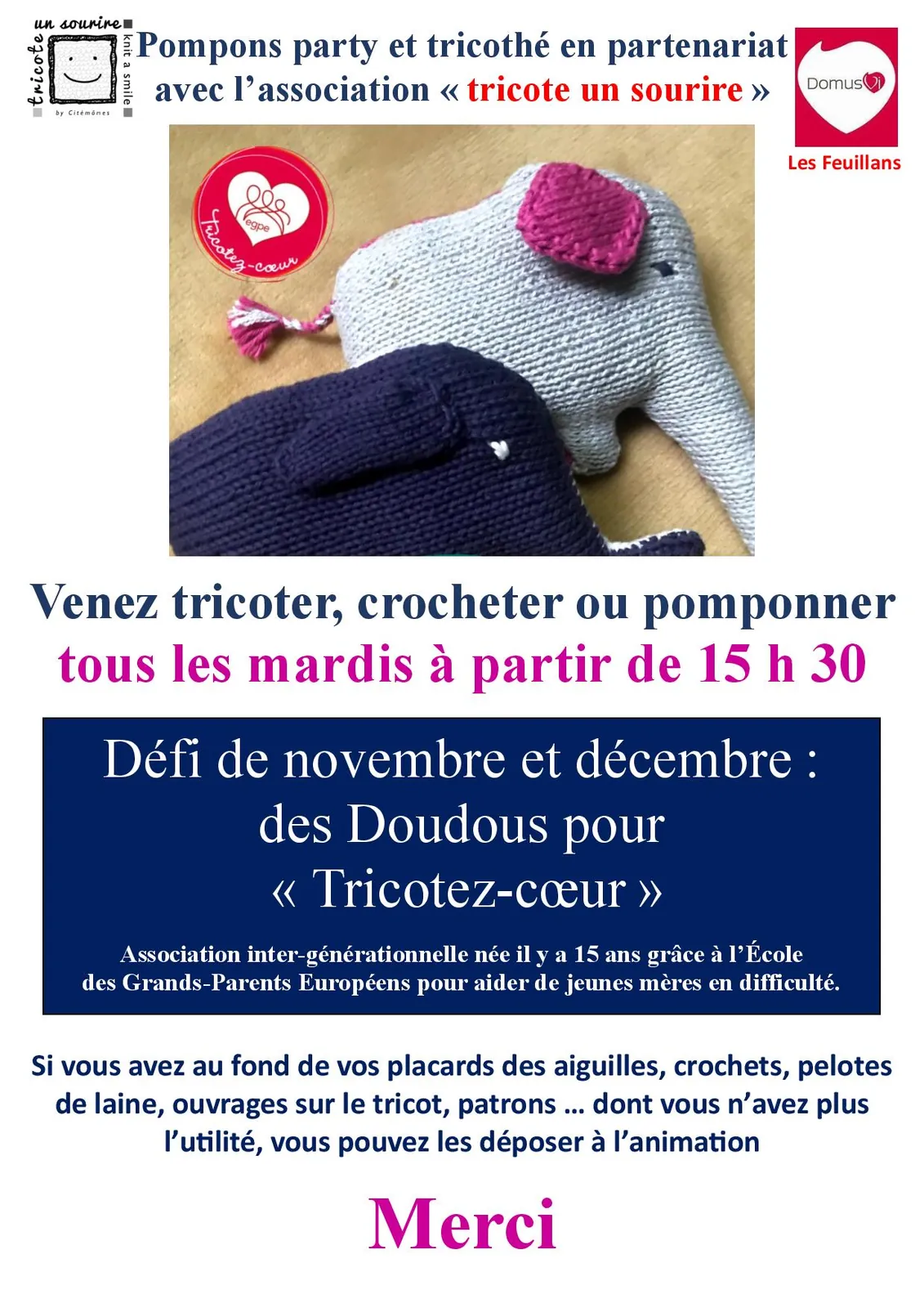 Pompon Party et Trico'thé pour tisser des liens