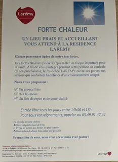 Accueil à la résidence en période de canicule
