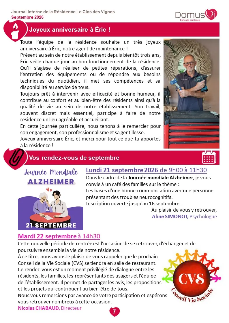 L'ECHO DU CLOS - Edition Septembre 2026
