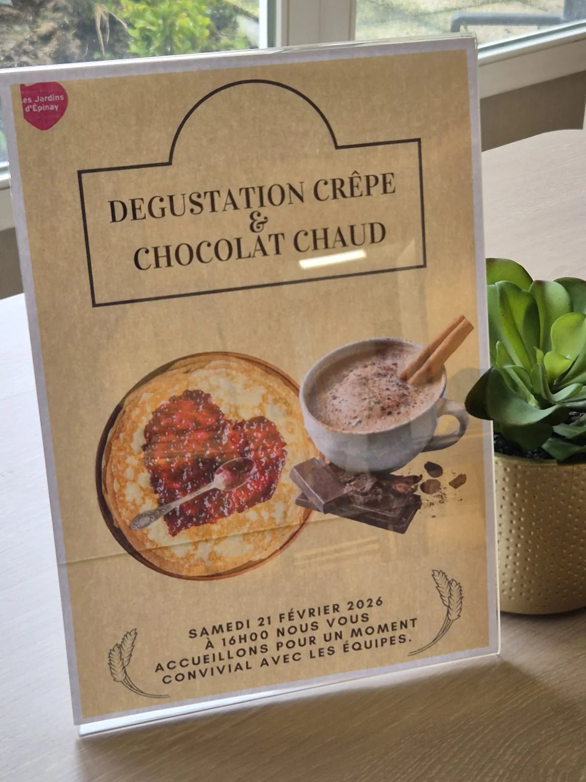 DÉGUSTATION CRÊPES ET CHOCOLAT CHAUD A LA RÉSIDENCE LES JARDINS D'EPINAY