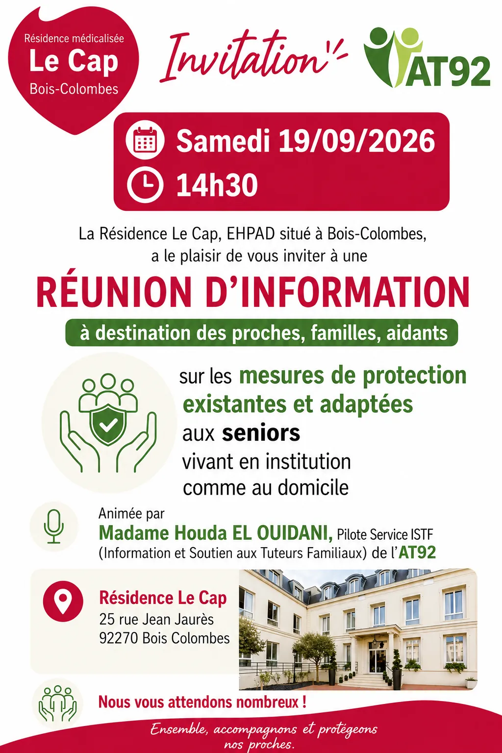 À noter dans vos agendas : réunion d’information sur les mesures de protection juridique pouvant répondre aux besoins d'accompagnement des seniors