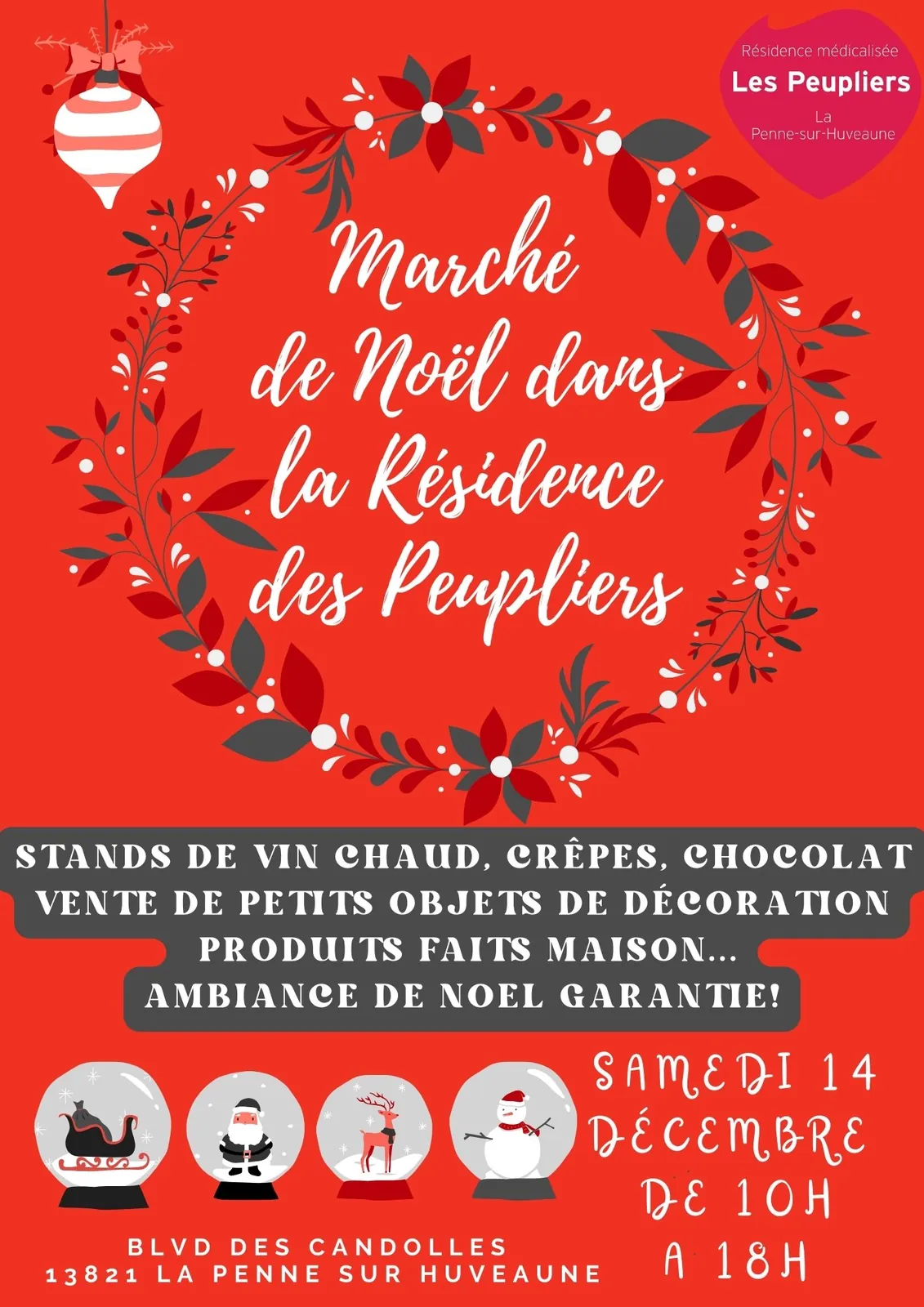 MARCHE DE NOEL ce SAMEDI 14 DECEMBRE: on vous attend !!