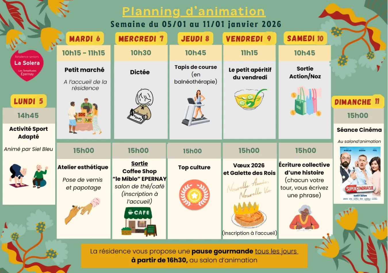 Planning des animations du 05 au 11/01