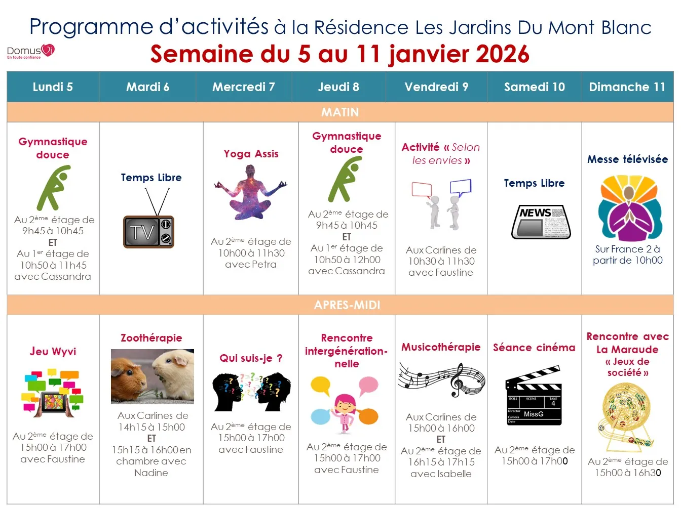Planning semaine 
