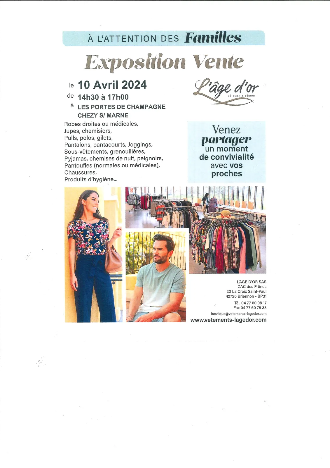 Exposition Vente de Vêtements  L'Age D'Or