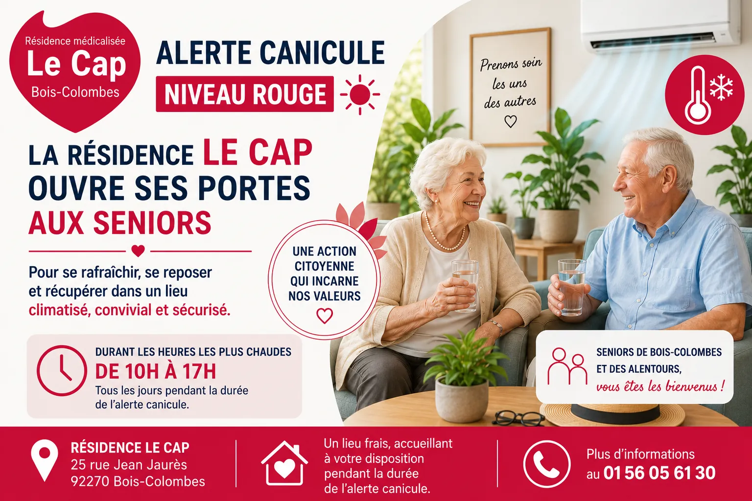 La Résidence Le Cap ouvre ses espaces climatisés aux seniors vivant à domicile durant l'alerte canicule