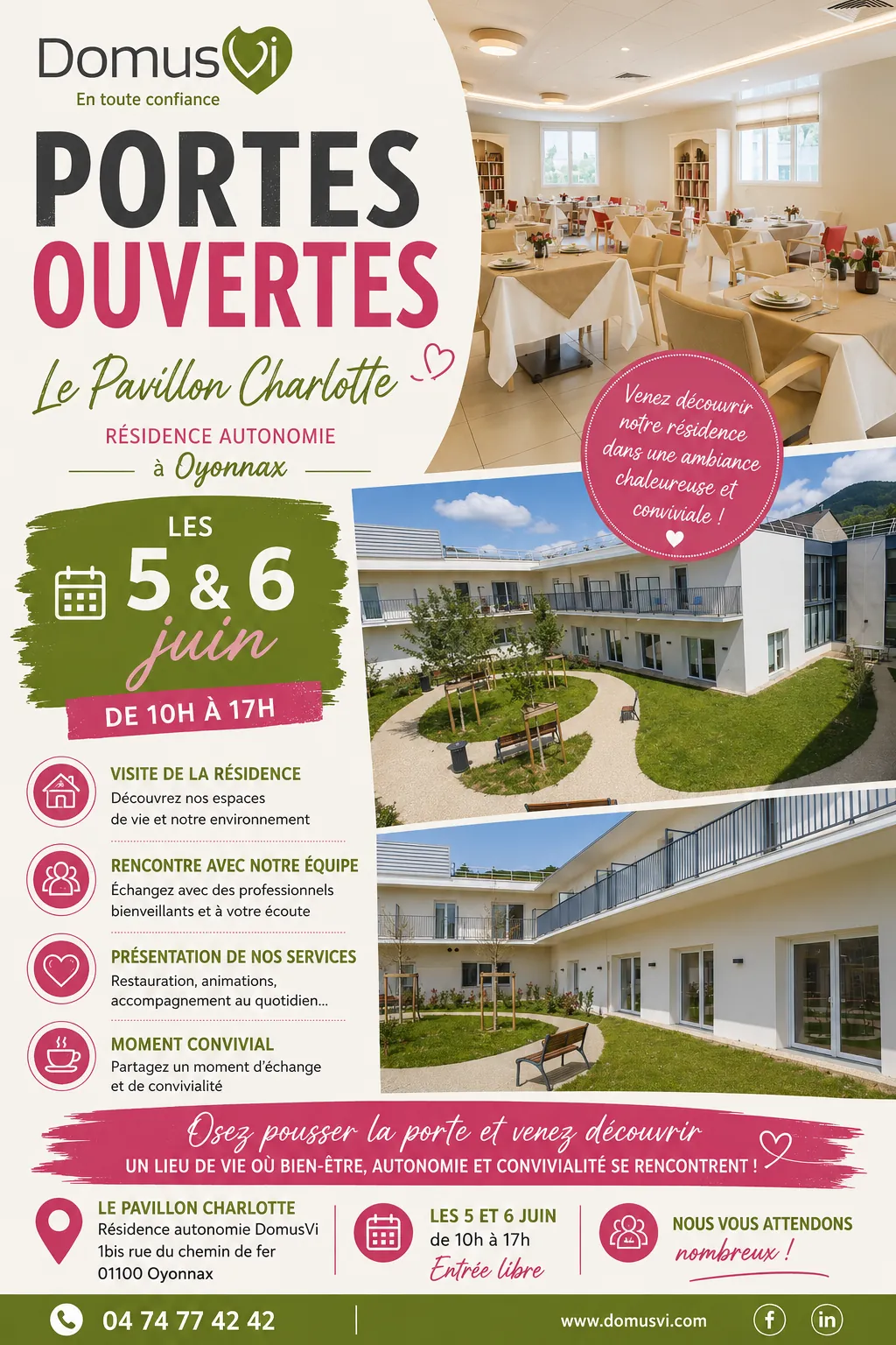 Portes ouvertes au Pavillon Charlotte les 5 et 6 Juin !