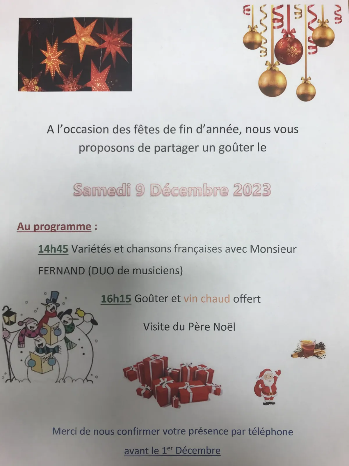 GOUTER DE NOEL - Samedi 9 Décembre 2023