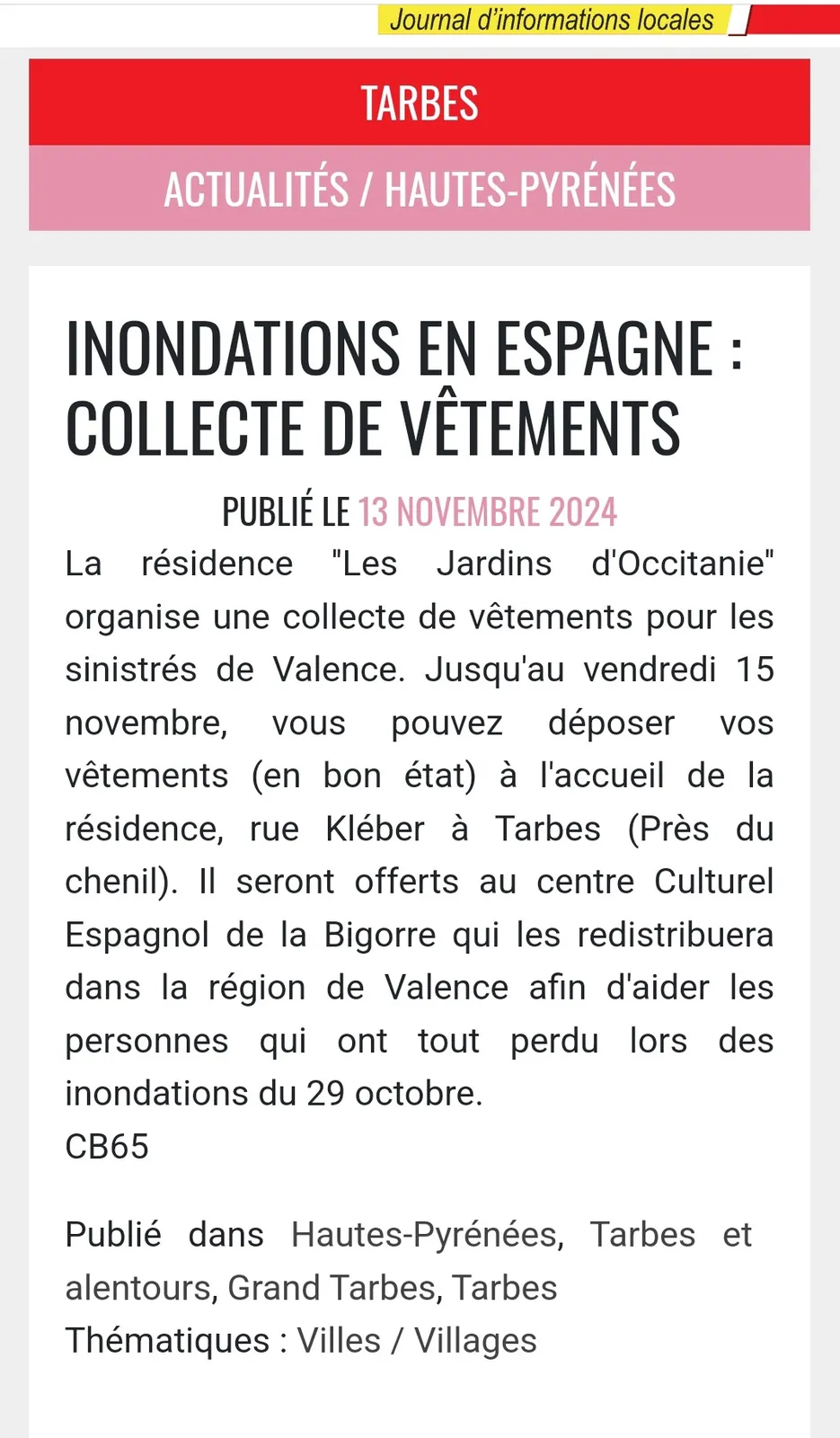 Venez nombreux déposer vos vêtements à l'accueil de notre résidence avec services! 