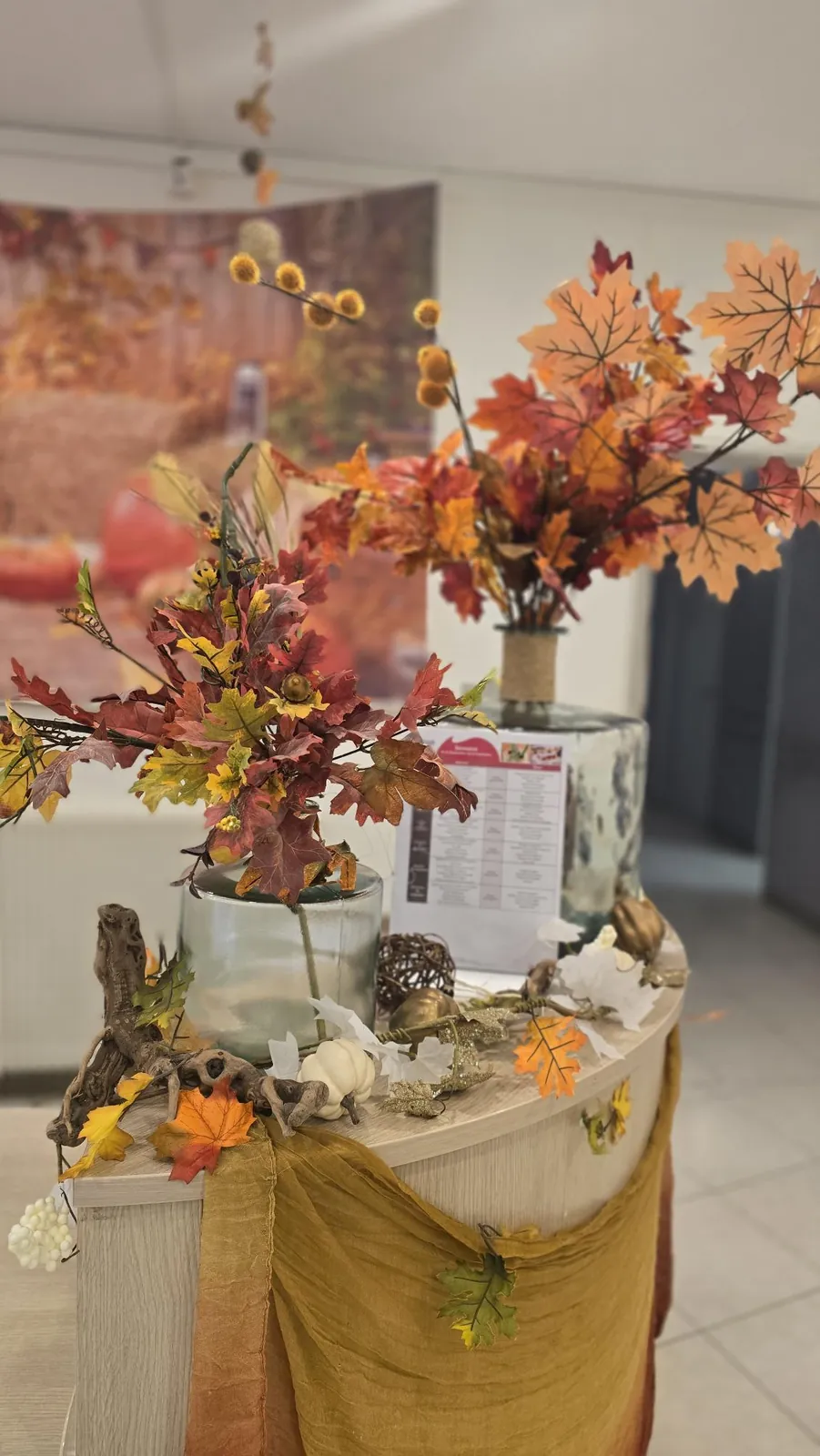 Citrouilles, champignons et feuilles séchées 
