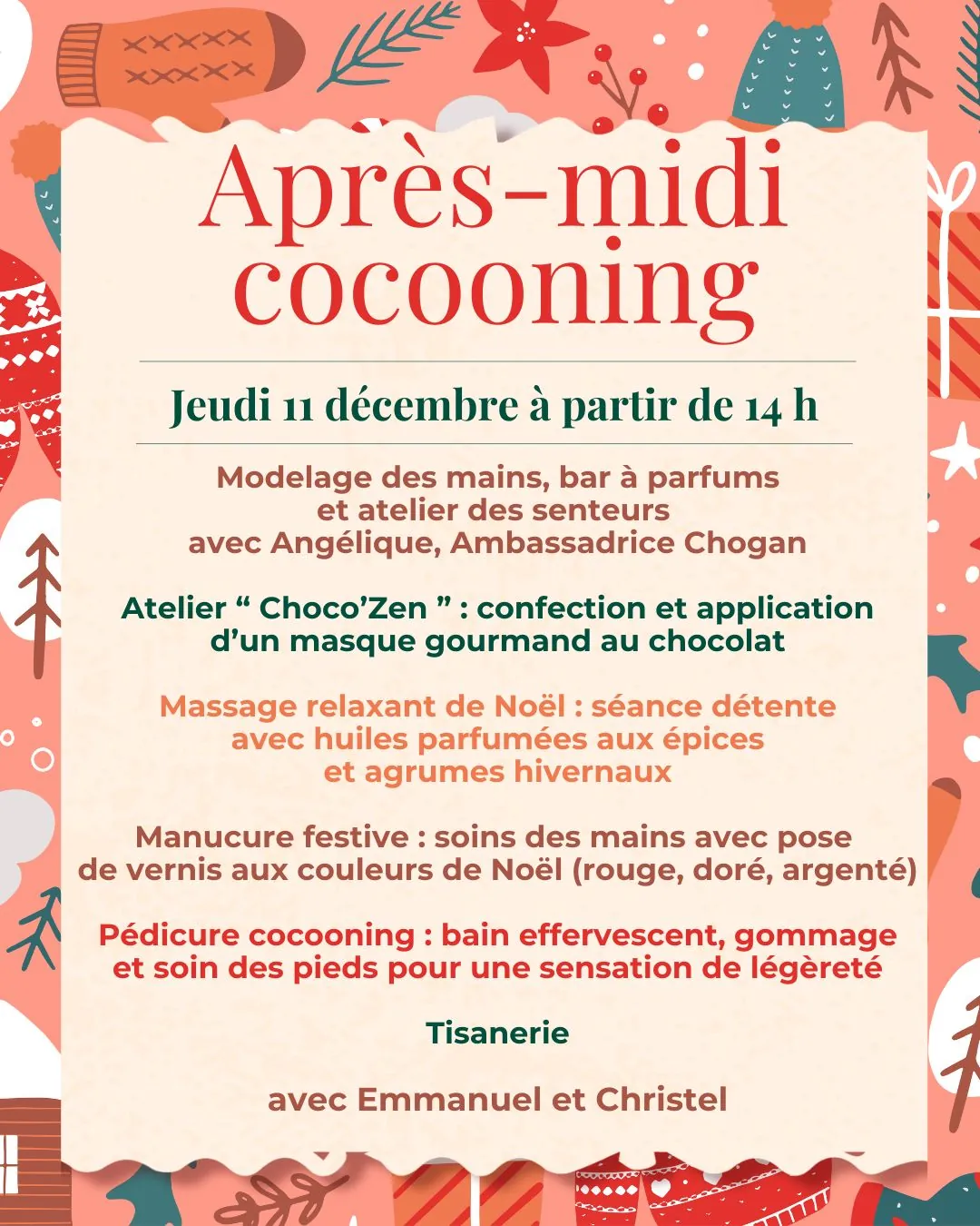 Atelier cocooning : une pause beauté et bien-être avant les fêtes