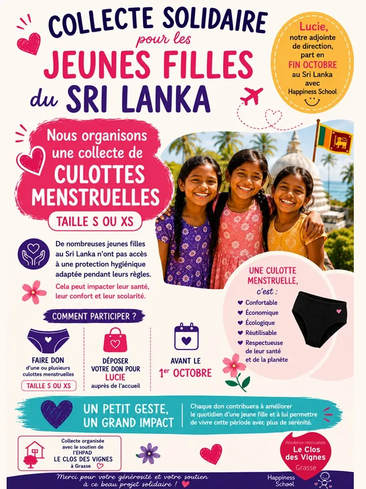 Une collecte solidaire pour les jeunes filles du Sri Lanka