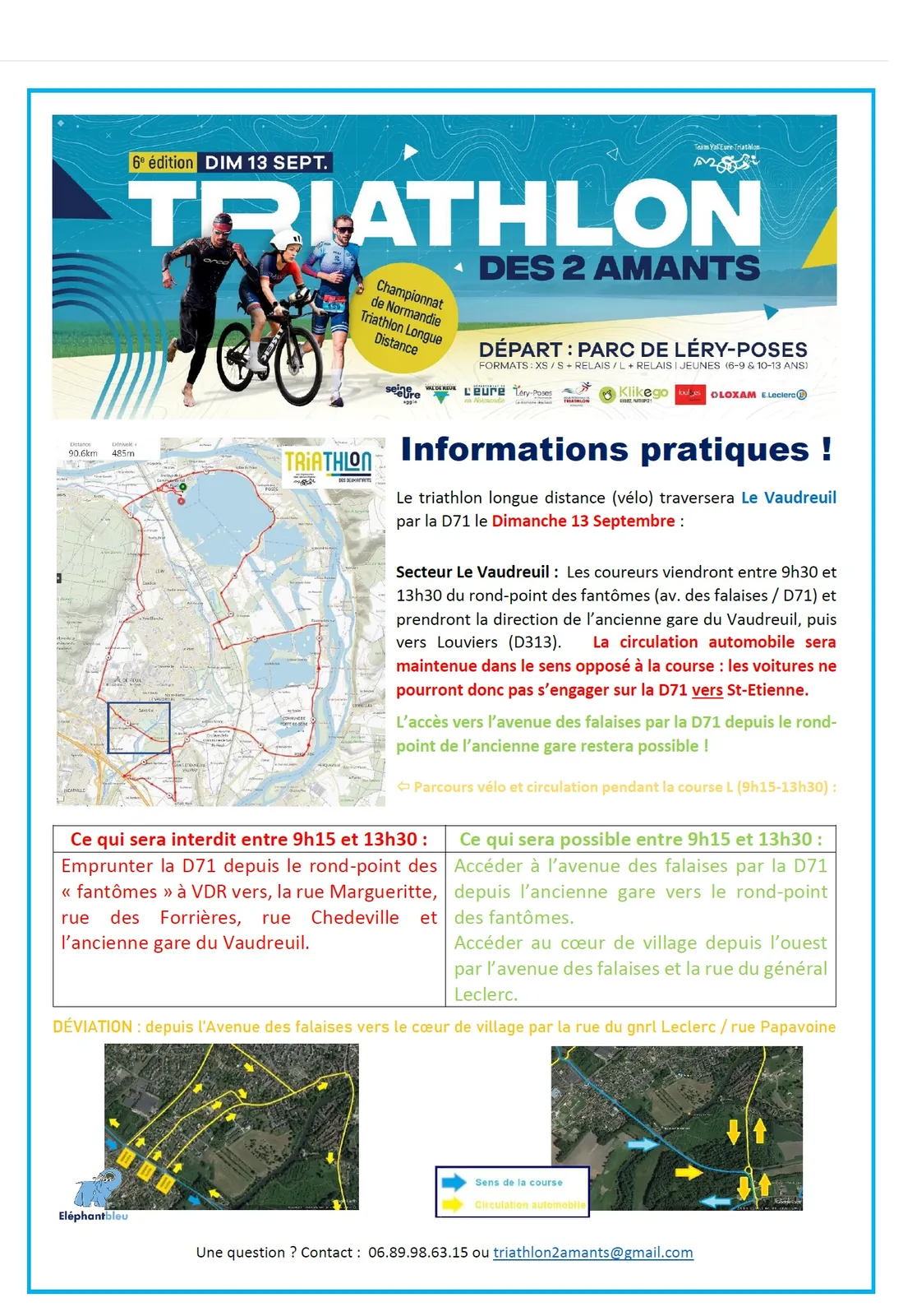 Informations pratiques concernant la circulation routière le 13 septembre 2026 aux abords de la Résidence